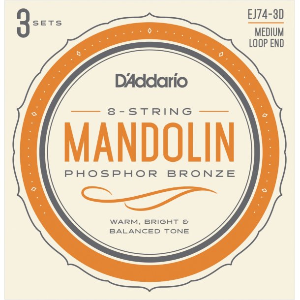 D'Addario EJ74-3D, 011-040 3-pack Mandolin Phosphor Bronze